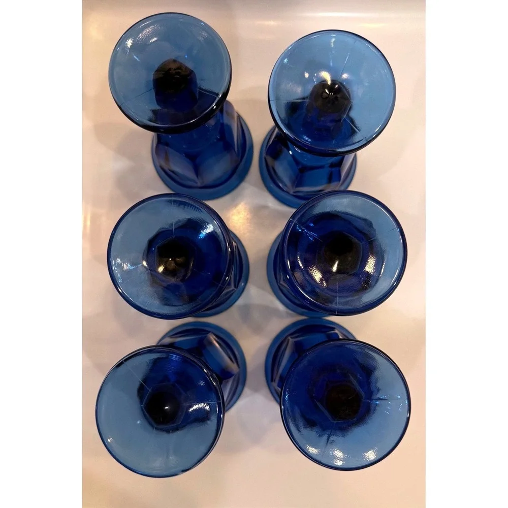 Vintage Imperial Glass Old Williamsburg Cobalt Goblets‎ 5.3